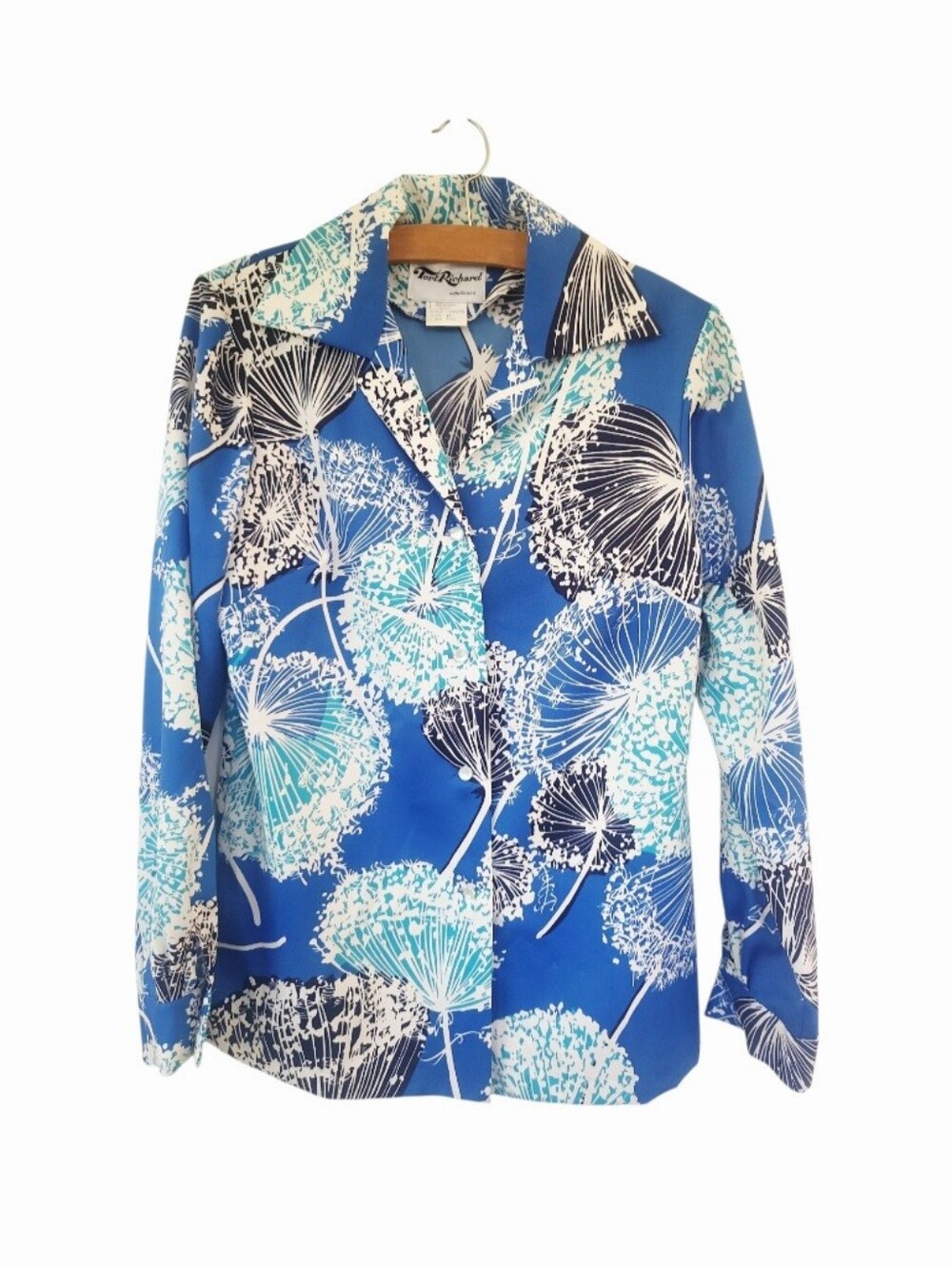 Vintage 70's Tori Richard Honolulu Botanical Disco Collar Shirt S/M